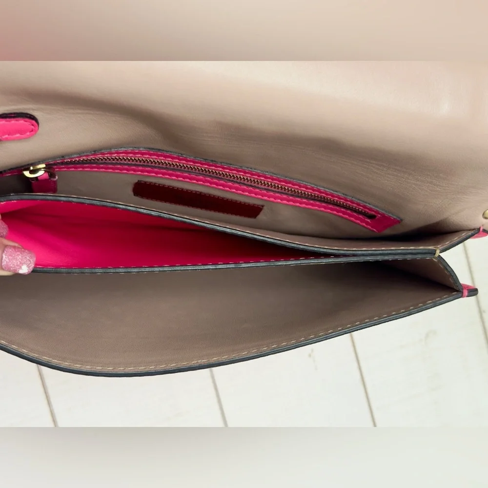 Valentino Garavani Rockstud Leather Clutch- Hot Pink